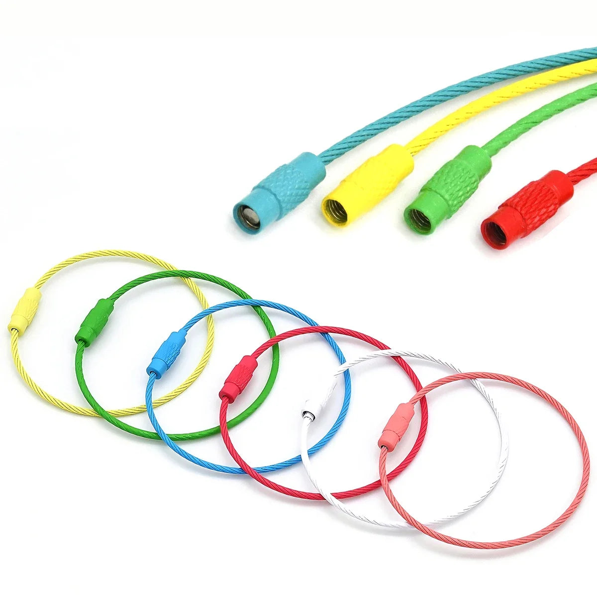 10Pcs Multi Colour Steel Keyrings