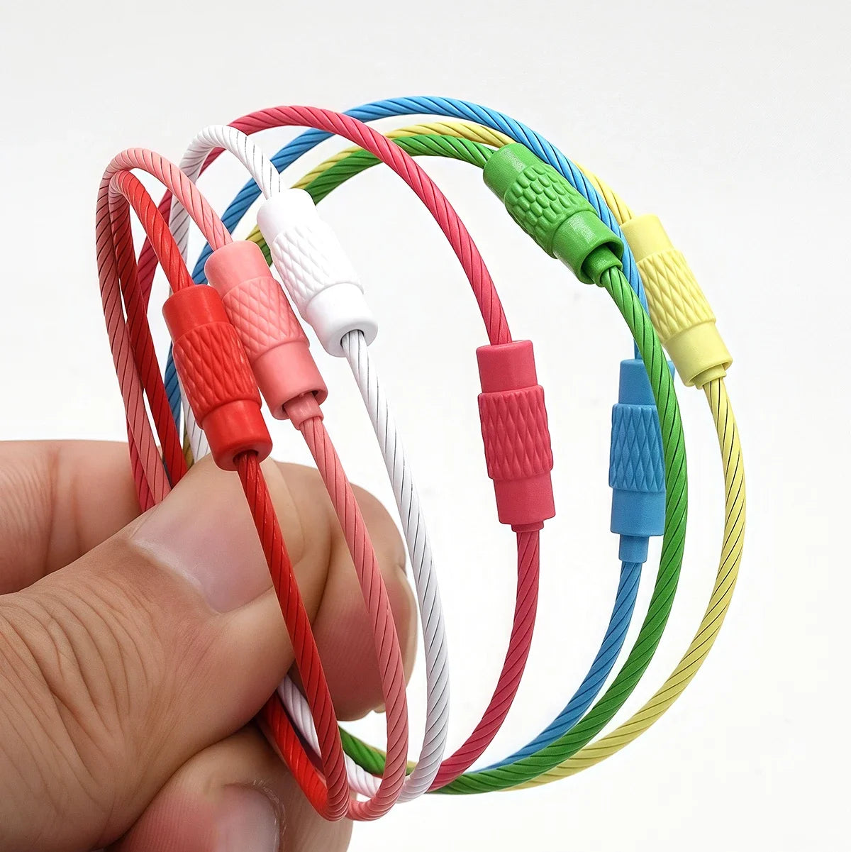 10Pcs Multi Colour Steel Keyrings