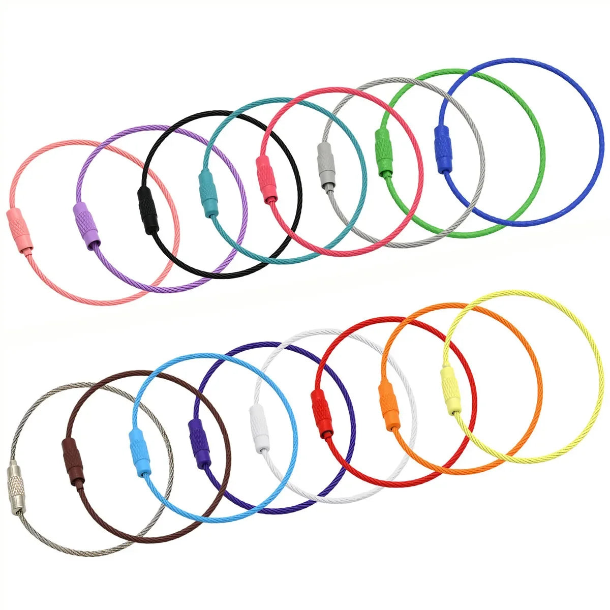 10Pcs Multi Colour Steel Keyrings