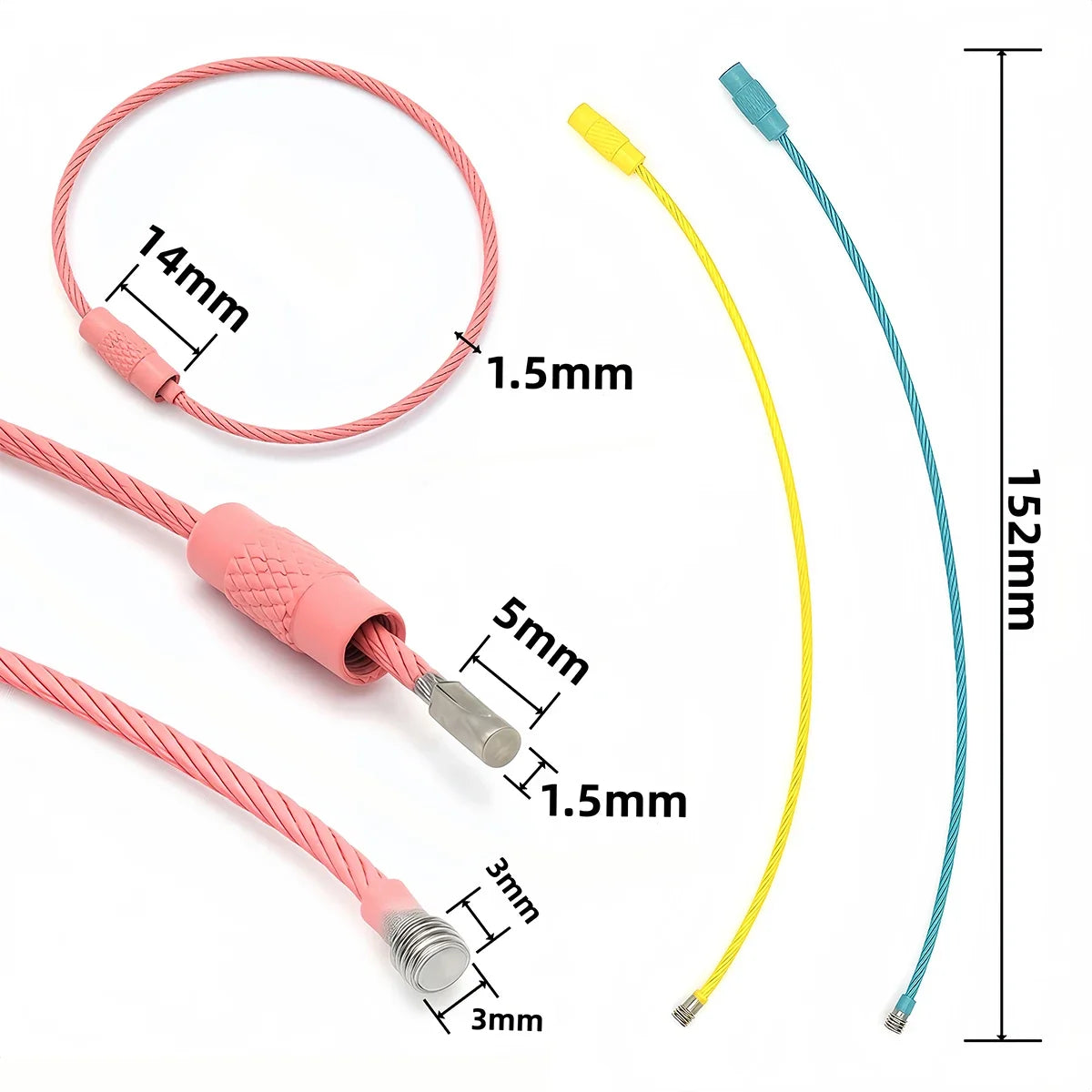 10Pcs Multi Colour Steel Keyrings